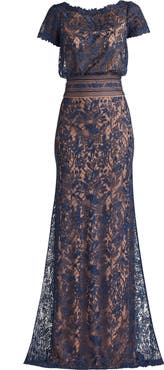 Tadashi Shoji Lace Blouson Bodice Gown