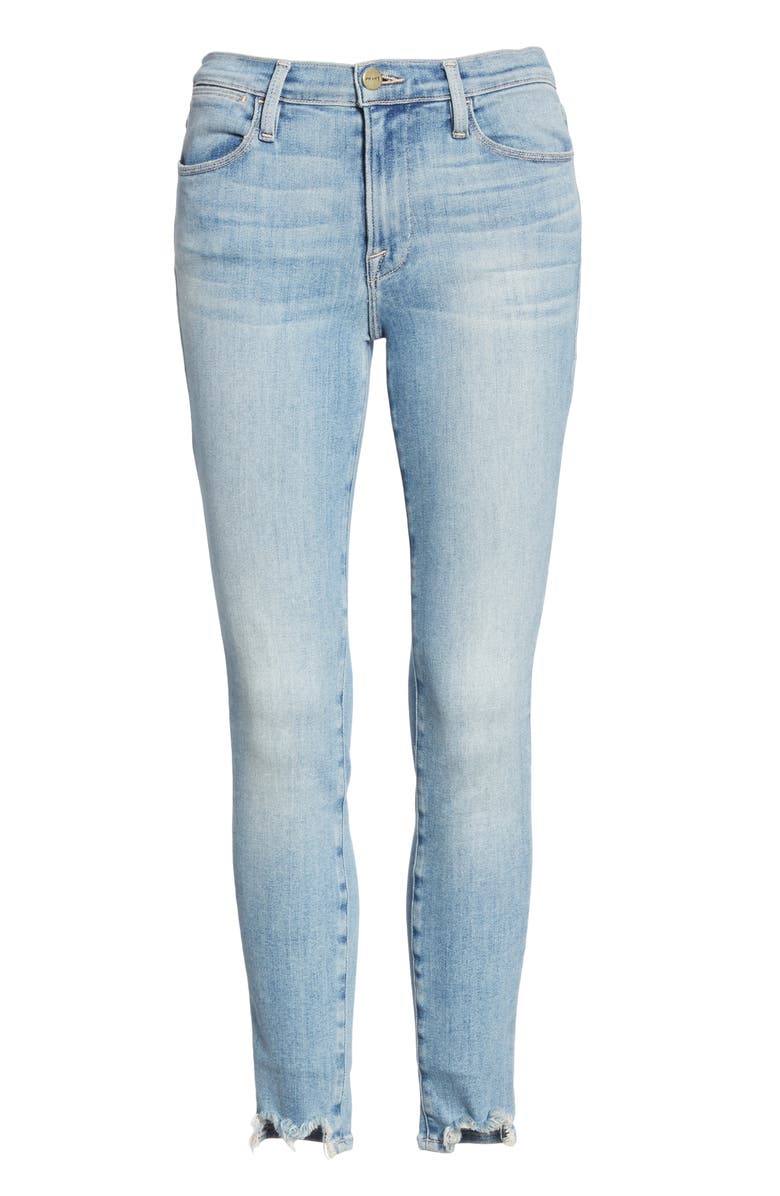 FRAME Le High Chew Hem Ankle Skinny Jeans, Alternate, color, 