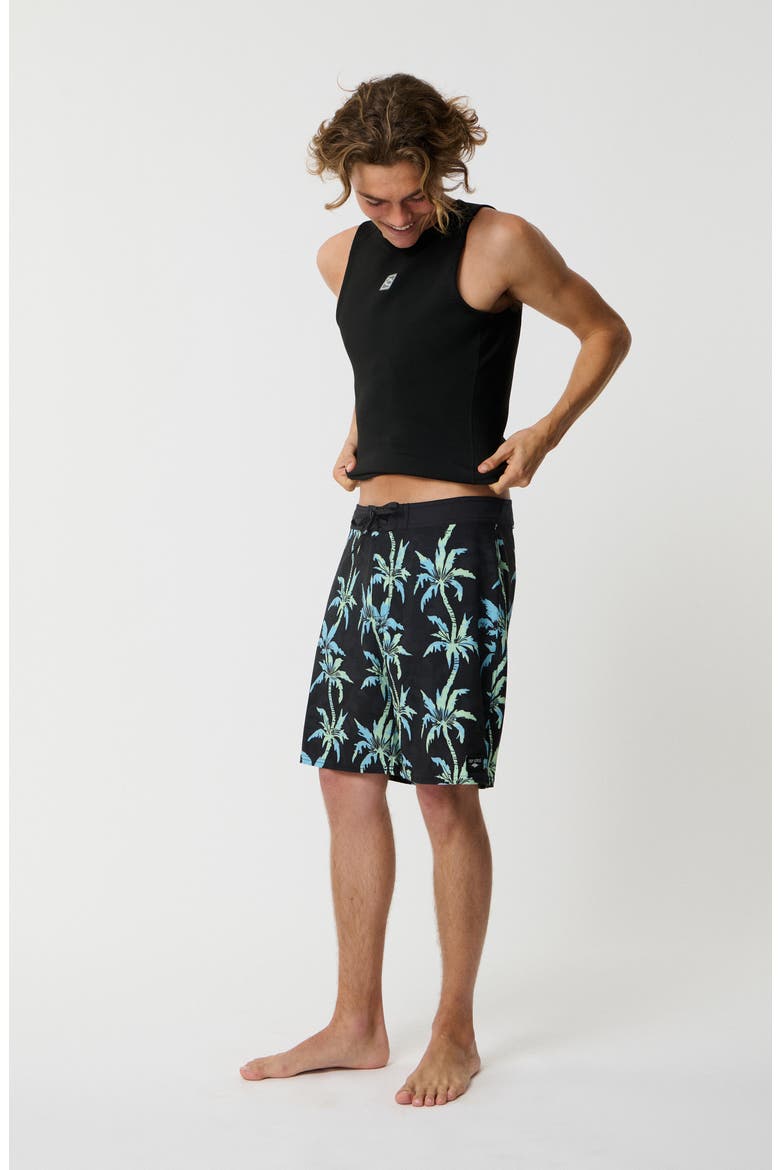 Mirage Sessions 19 Palm Print Board Shorts, Alternate, color, BLACK