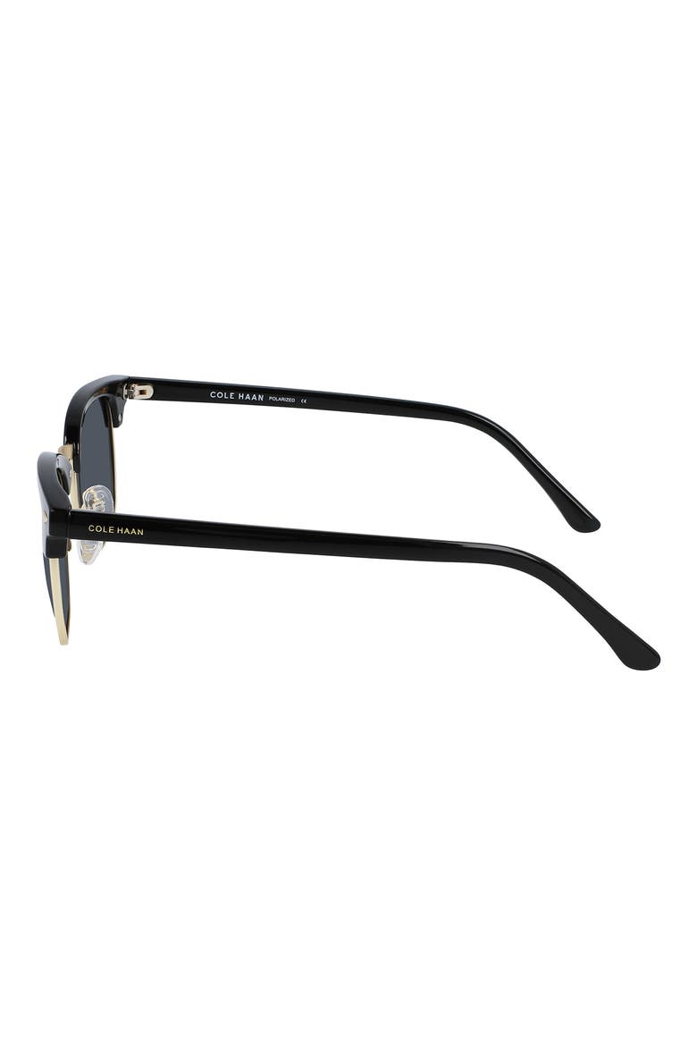 49mm Polarized Tapered Round Sunglasses, Alternate, color, BLACK