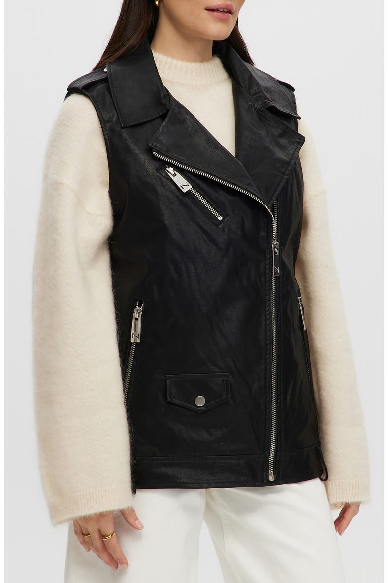 Faux Leather Vest, Alternate, color, BLACK