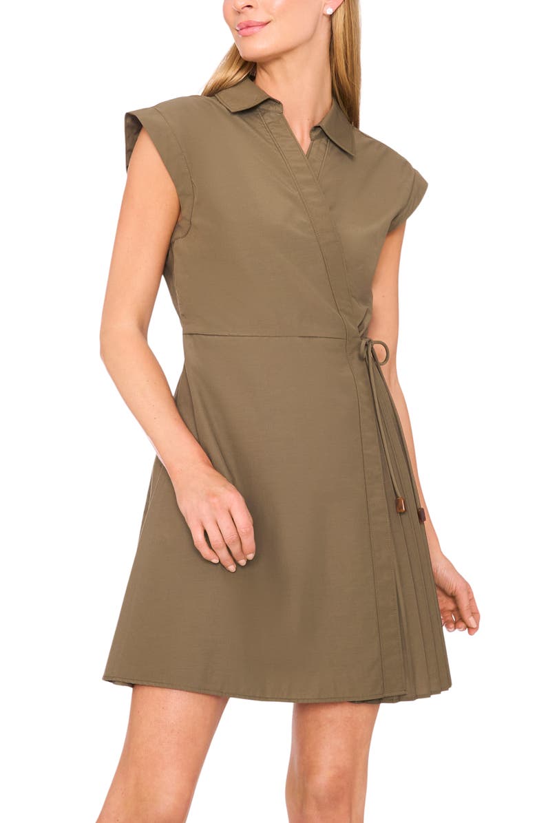 Halogen<sup>®</sup> Pleated Wrap Minidress, Alternate, color, Olive Night