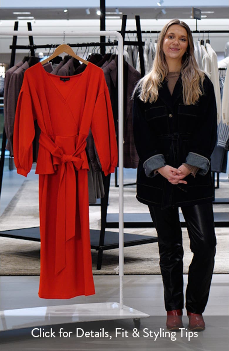 Convertible Shoulder Belted Peplum Midi Dress, sales video thumbnail