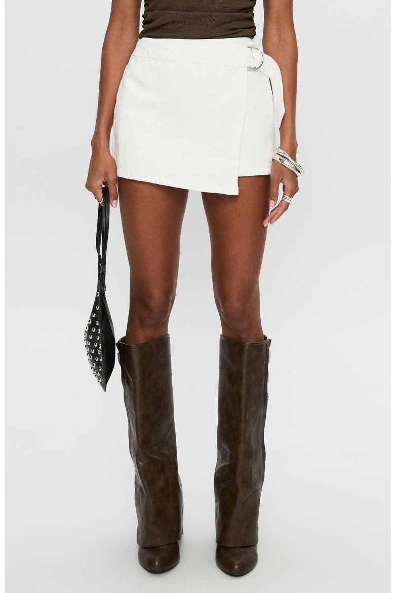 Elinora Wrap Cotton Miniskirt, Main, color, WHITE