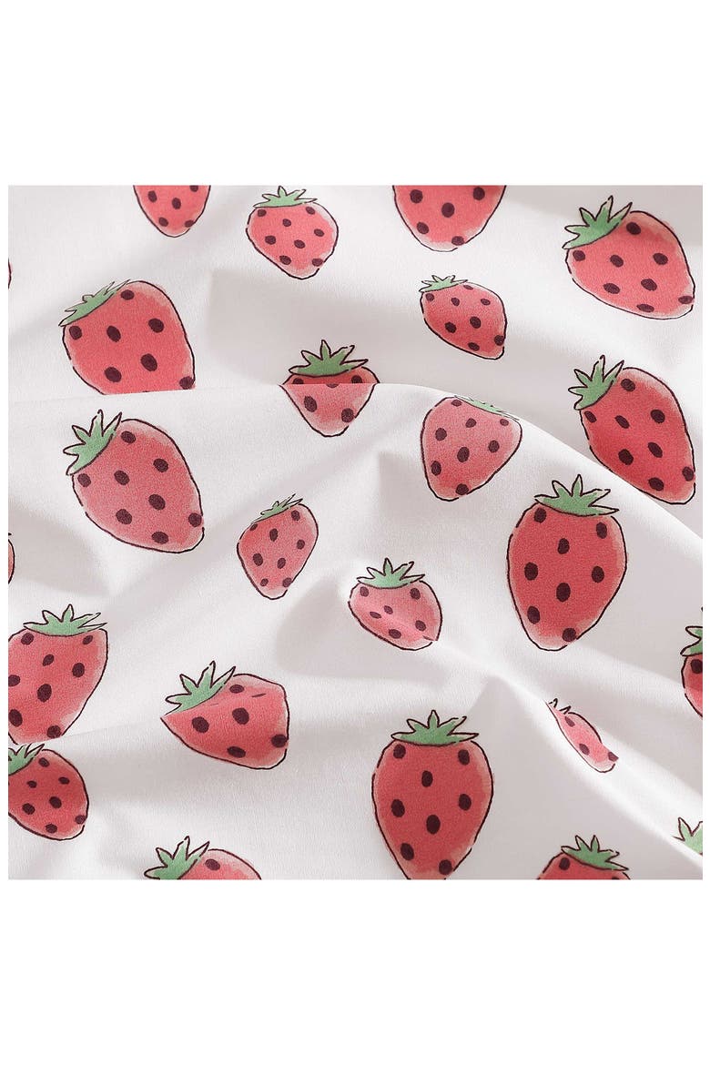 Strawberry Picnic 200 Thread Count Cotton Percale Sheet Set, Alternate, color, PINK