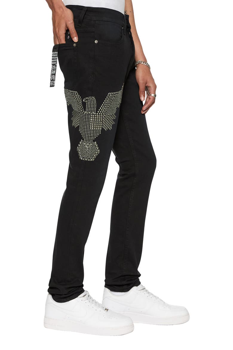 Van Winkle Replica Studded Eagle Skinny Jeans, Alternate, color, BLACK