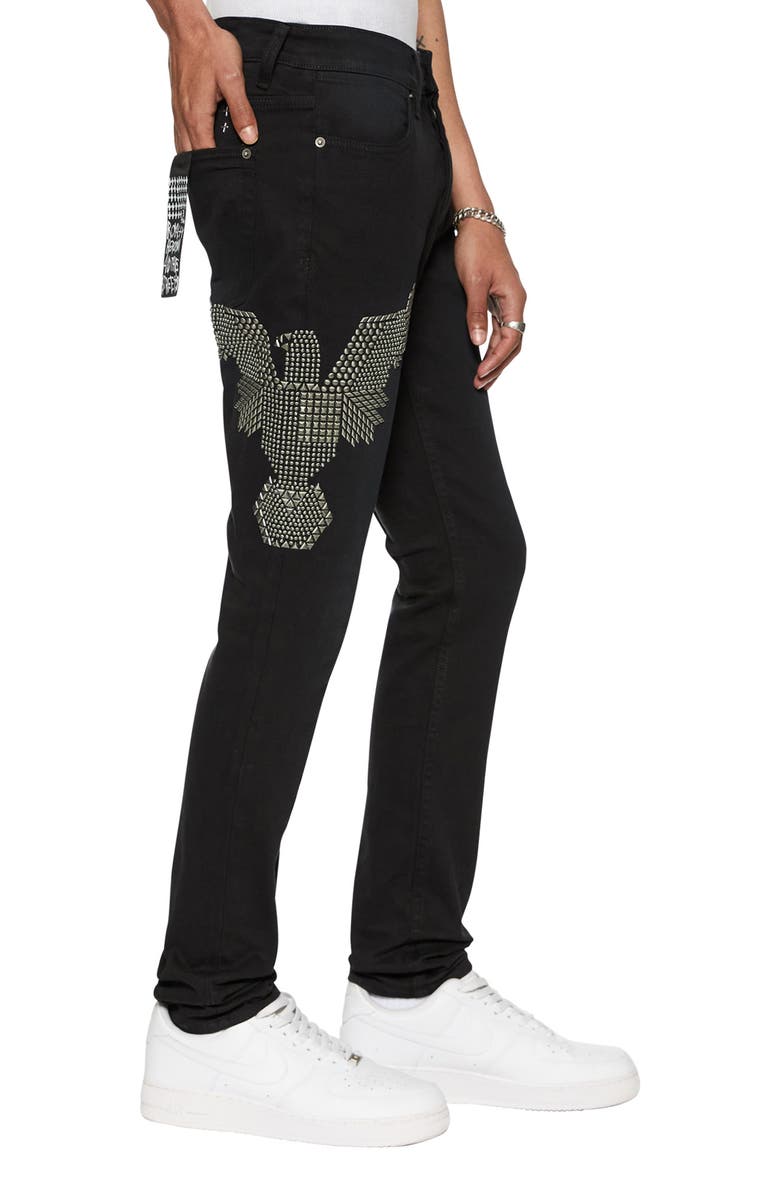 Ksubi Van Winkle Replica Studded Eagle Skinny Jeans, Alternate, color, 