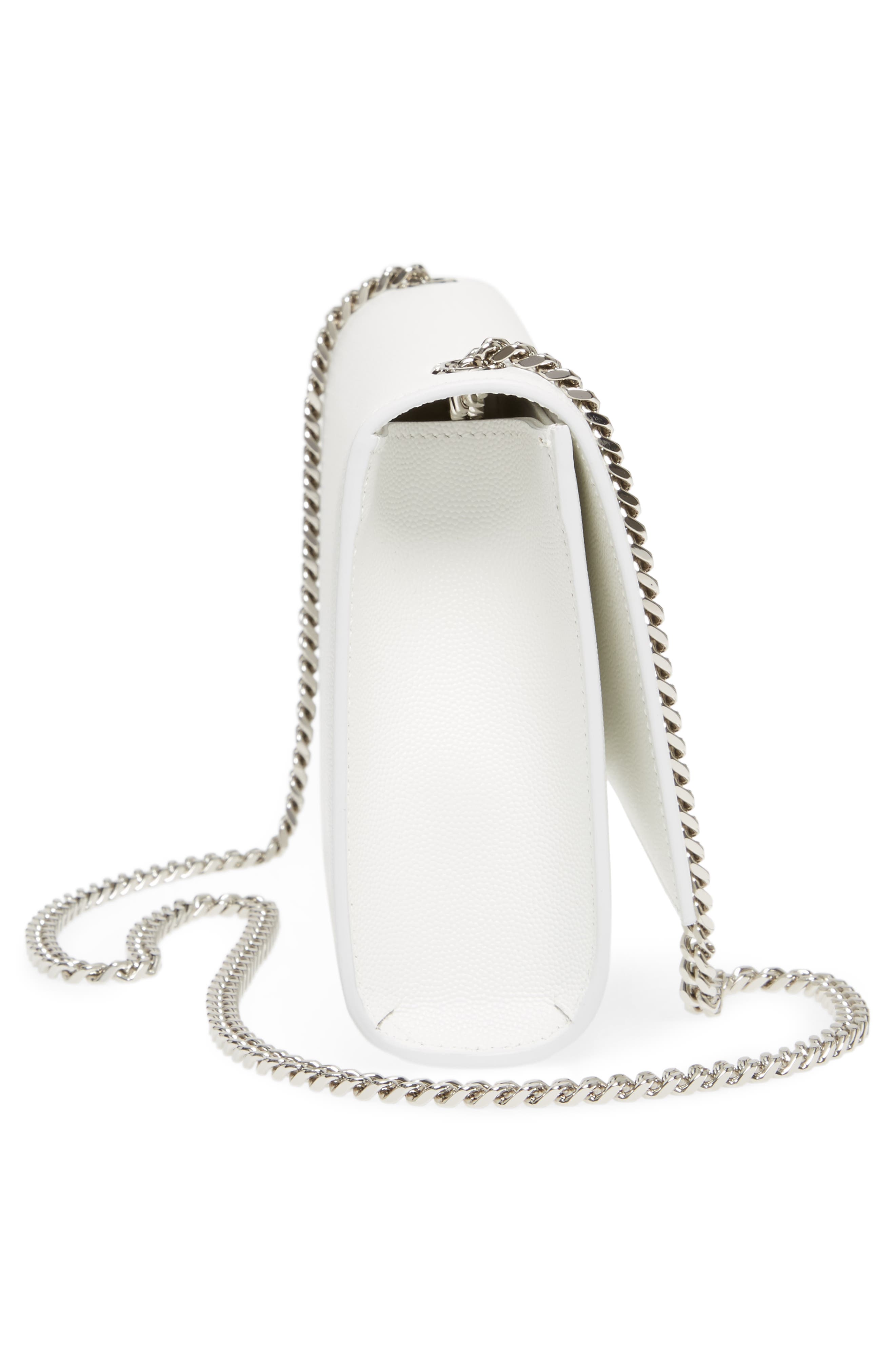 Medium Kate Leather Wallet on a Chain, Alternate, color, OPTIC WHITE