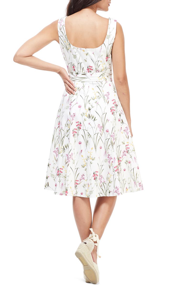 Gal Meets Glam Collection Floral Petal Fit & Flare Stretch Cotton Dress, Alternate, color, 