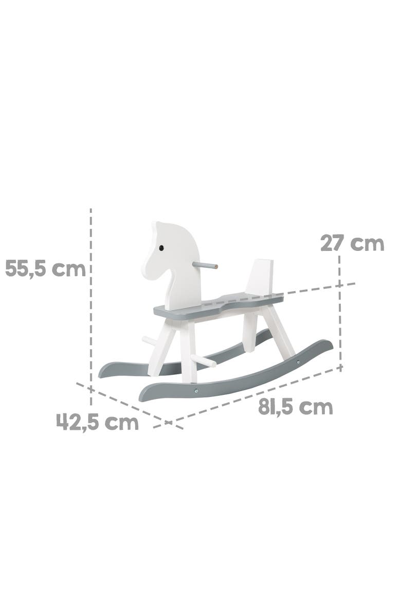 Roba-Kids Solid Wooden Rocking Horse in White & Gray, Alternate, color,