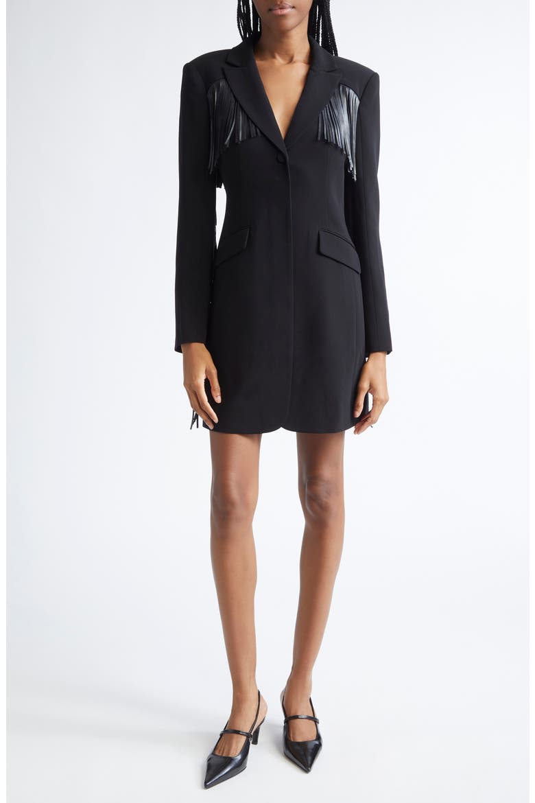 Joelette Fringe Blazer Dress, Main, color, BLACK