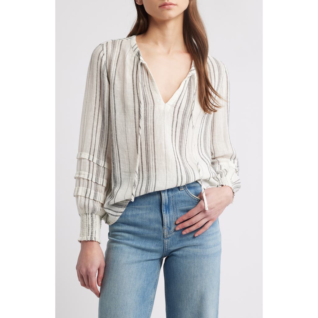 Rails Caterina Stripe Linen Blend Peasant Blouse In Basque Stripe