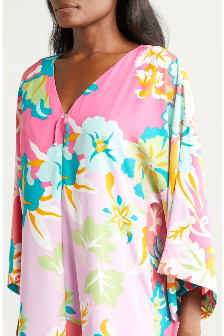 Marabella Floral Caftan, Alternate, color, PINK/ GREEN