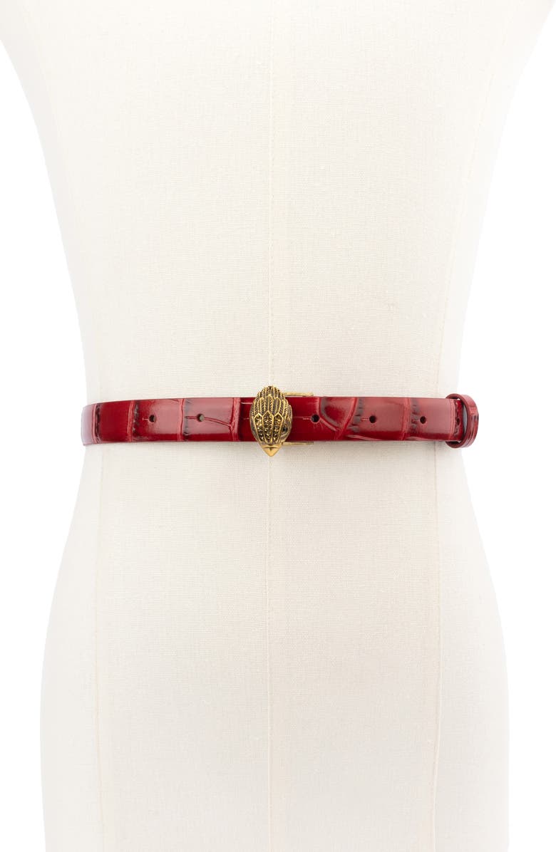 Kurt Geiger London Croc Embossed Leather Belt, Alternate, color, 