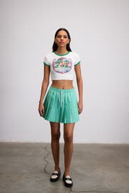 Je Te Veux Eden Kiss Swan Print Crop Baby Tee