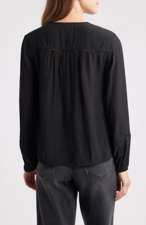 Cloth & Stone Ladder Stitch Front Button Top In Black
