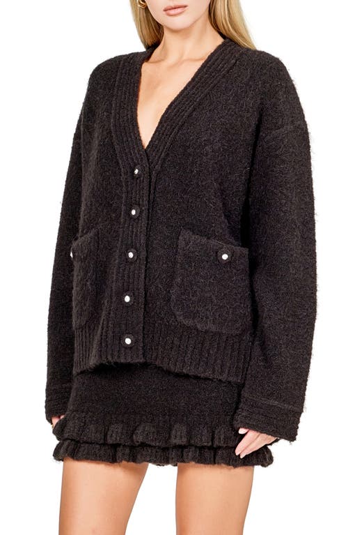 Endless Rose Fuzzy Oversize Cardigan In Black