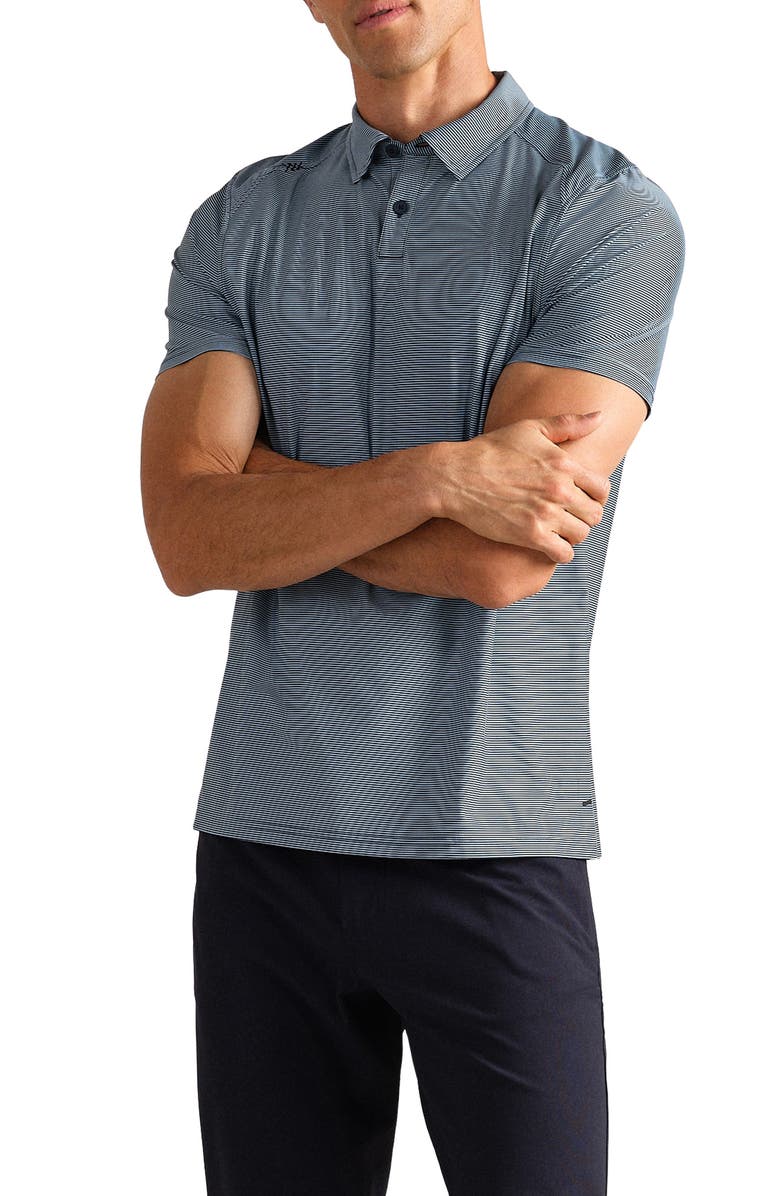 Rhone Commuter Stripe Polo, Main, color, Navy/ Light Blue Stripe
