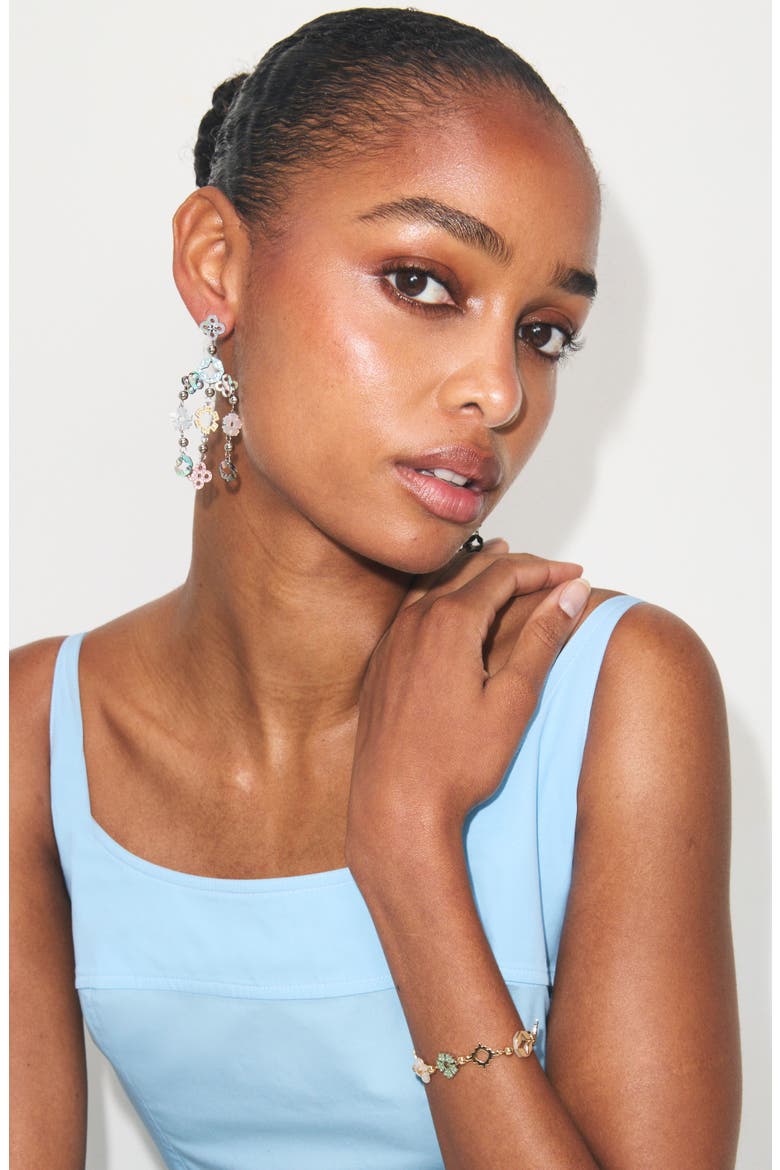 Forget Me Not Chandelier Earrings, Alternate, color, TORY SILVER / MULTI