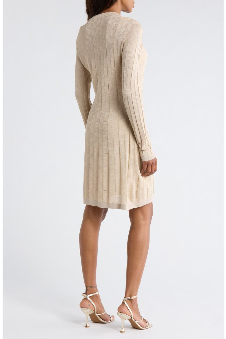 Metallic Long Sleeve Rib Sweater Minidress, Alternate, color, SOLID COLOR CREAM