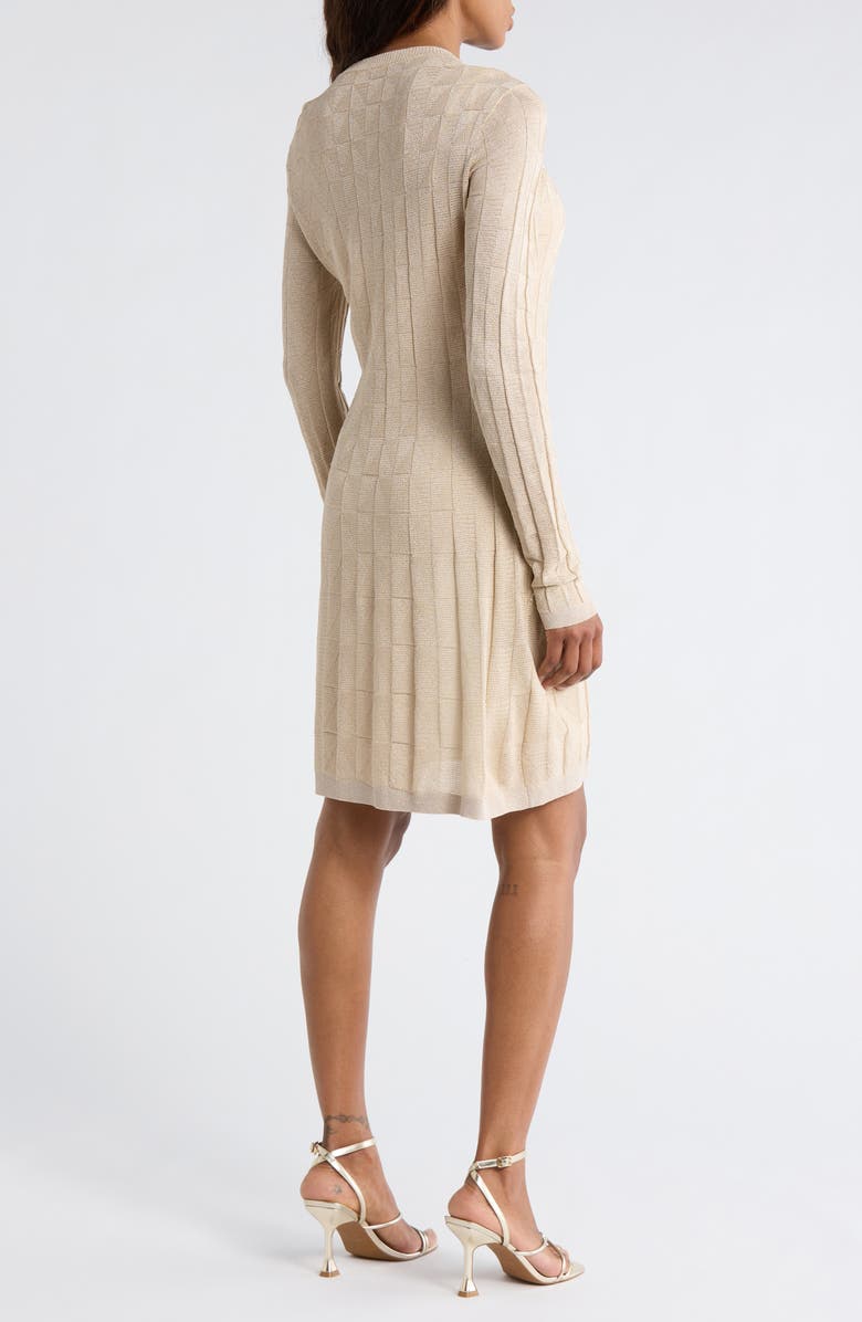 M Missoni Metallic Long Sleeve Rib Sweater Minidress, Alternate, color, Solid Color Cream