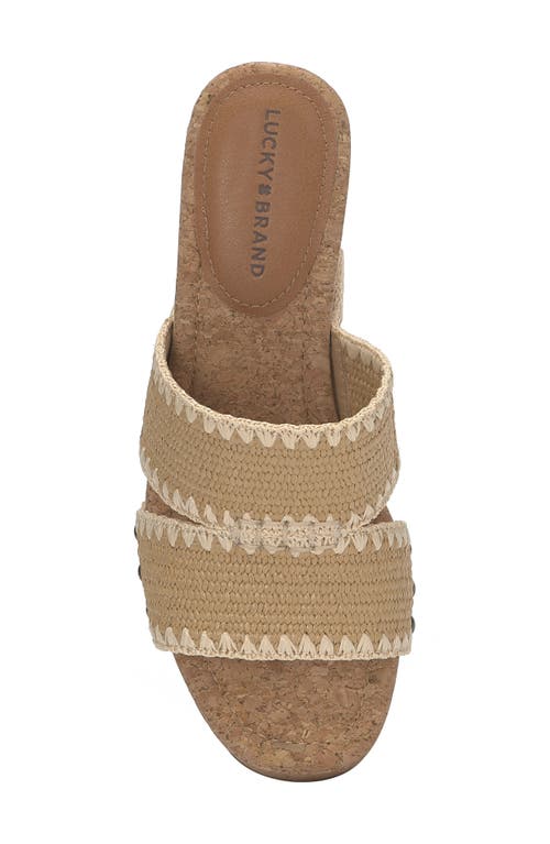 Shop Lucky Brand Vickta Raffia Platform Wedge In Dark Natural