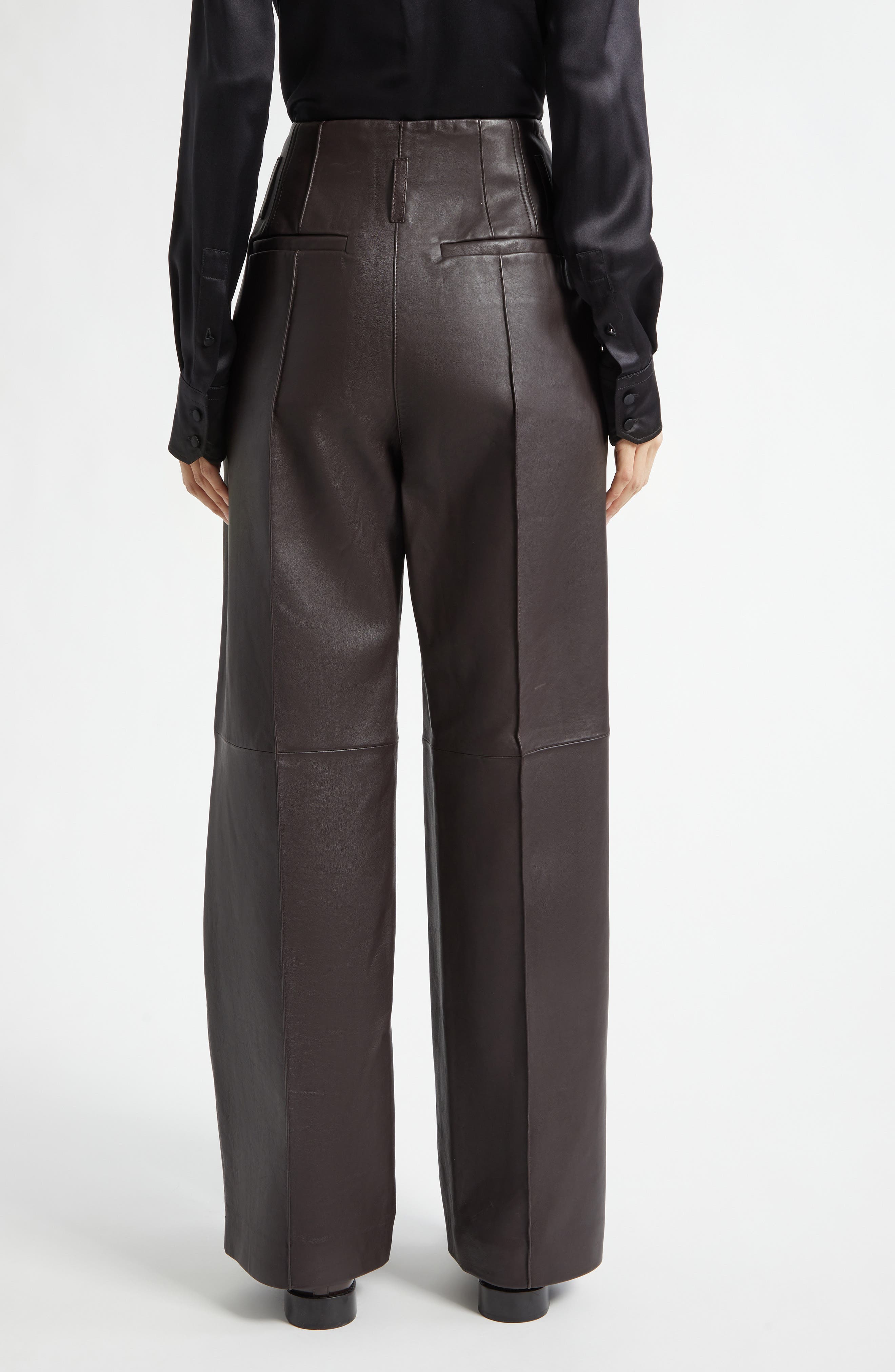 Liam Pintuck Wide Leg Leather Pants - image 2
