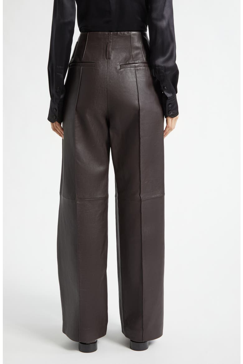 Liam Pintuck Wide Leg Leather Pants, Alternate, color, BORDEAUX
