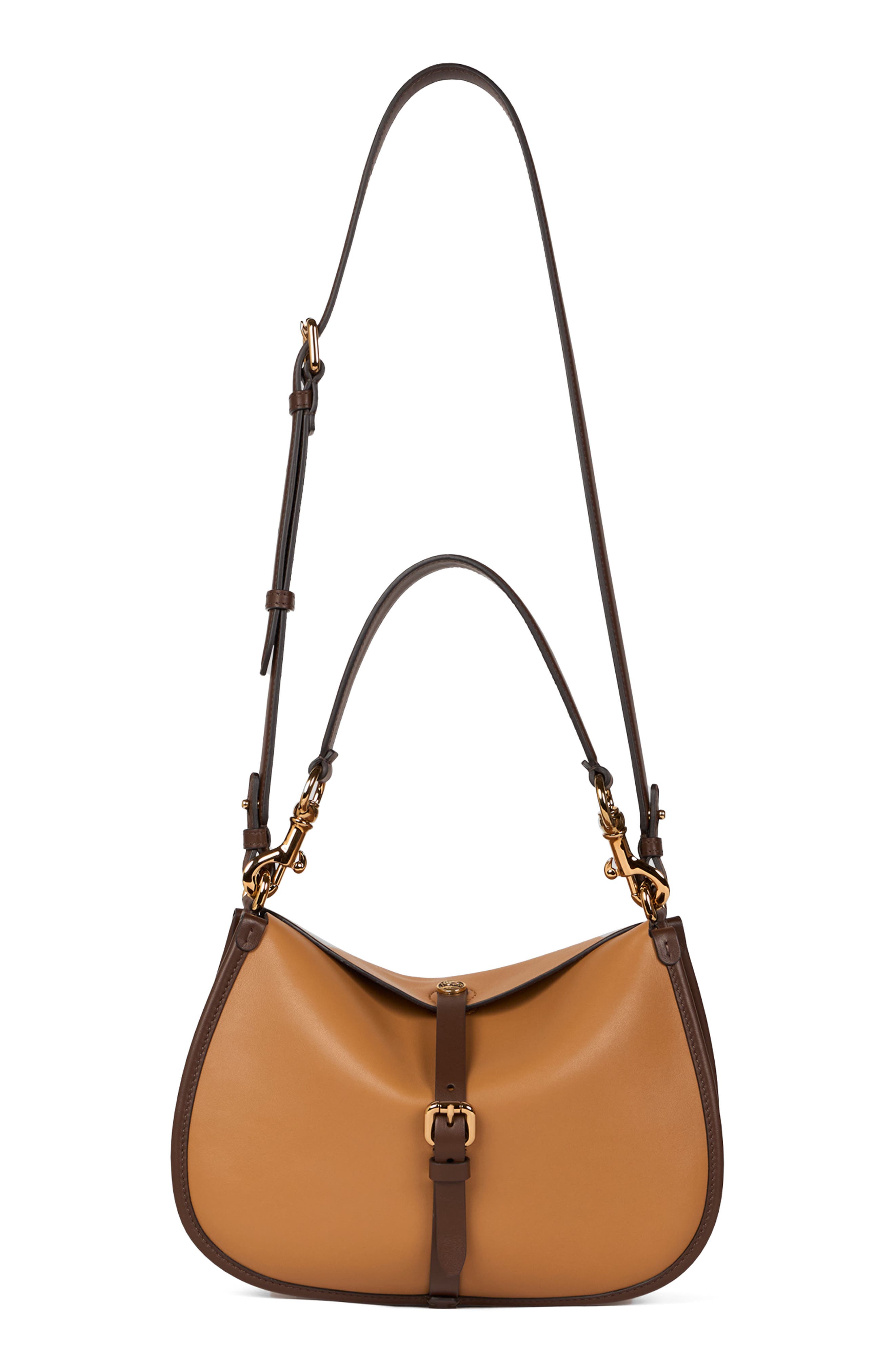 Etro Leather Crossbody Pony Bag, Main, color, Ochre
