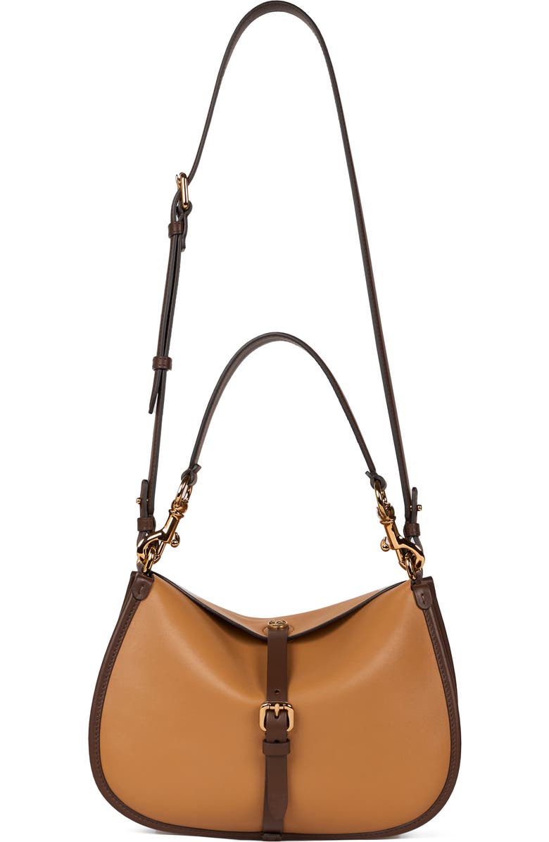 Etro Leather Crossbody Pony Bag, Main, color, Ochre
