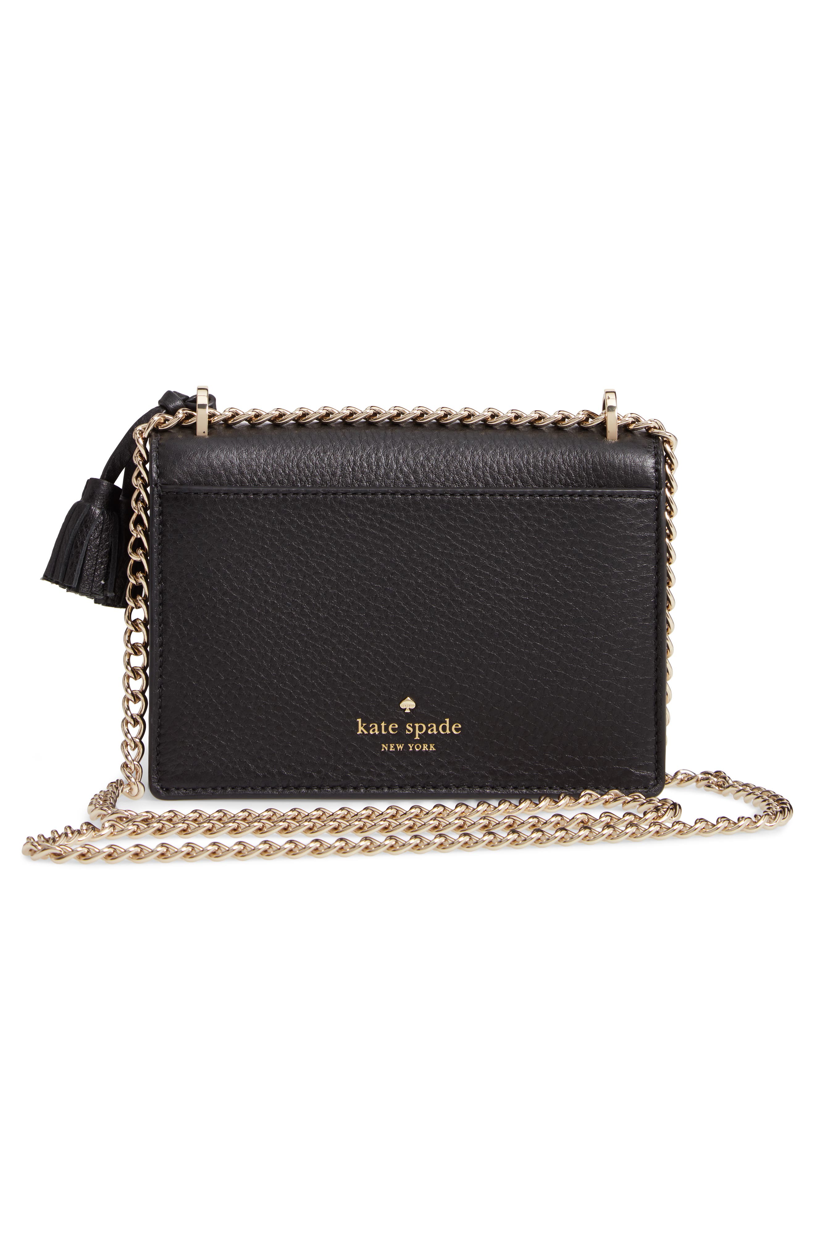 hayes street - hazel studded leather crossbody bag, Alternate, color, BLACK