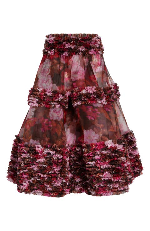 Kindred Spirit Luna Ruffle Silk Organza Midi Skirt