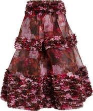 Zimmermann Kindred Spirit Luna Ruffle Silk Organza Midi Skirt