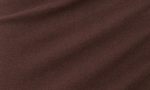 Marine Layer Lexi Ruched Turtleneck Long Sleeve Rib Midi Dress In Brown