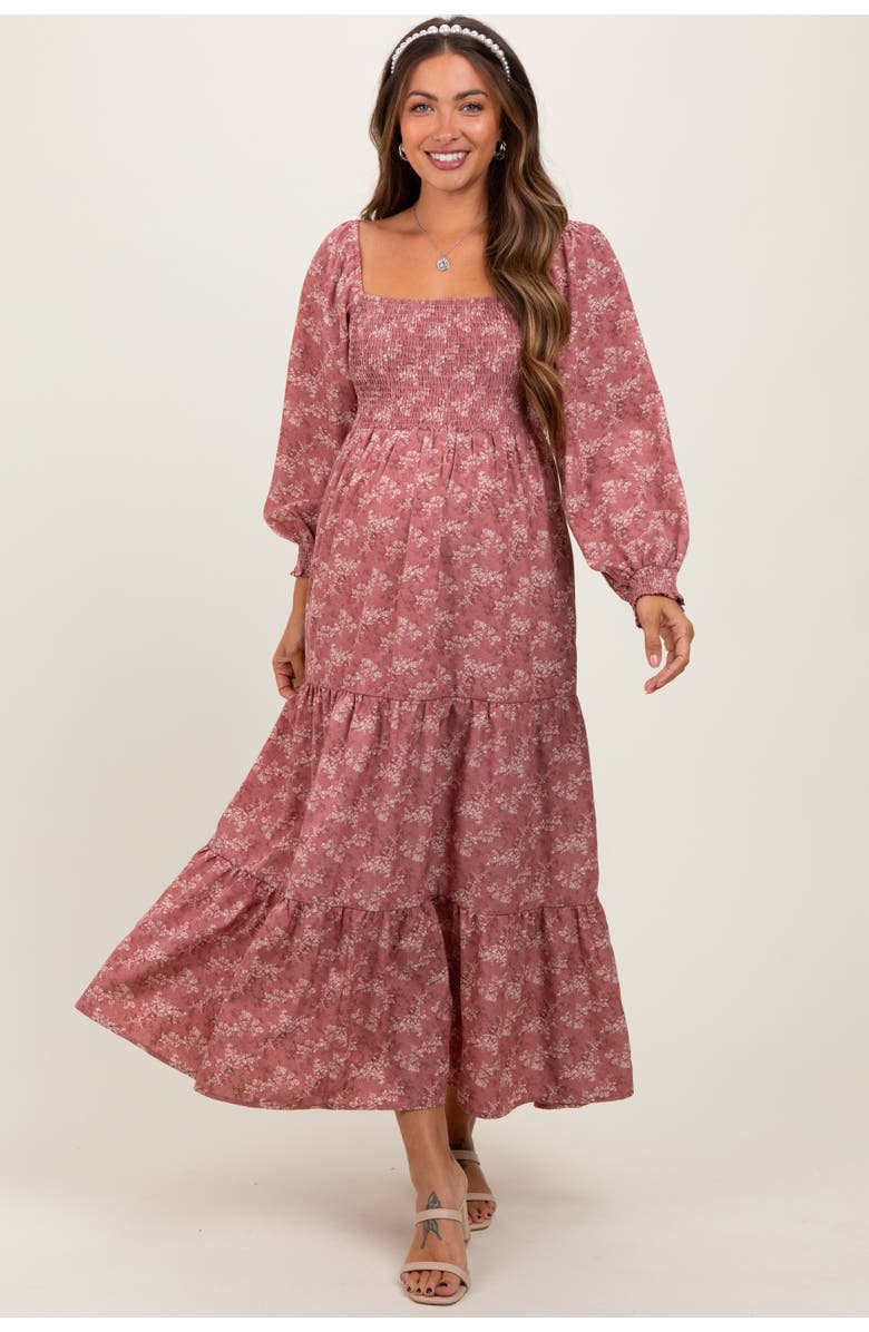 PinkBlush Floral Smocked Square Neck Maxi Dress, Main, color, Mauve