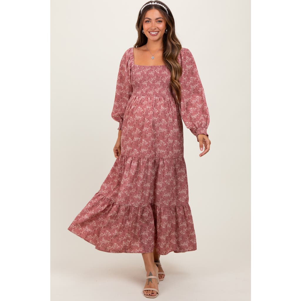 Pinkblush Floral Smocked Square Neck Maxi Dress