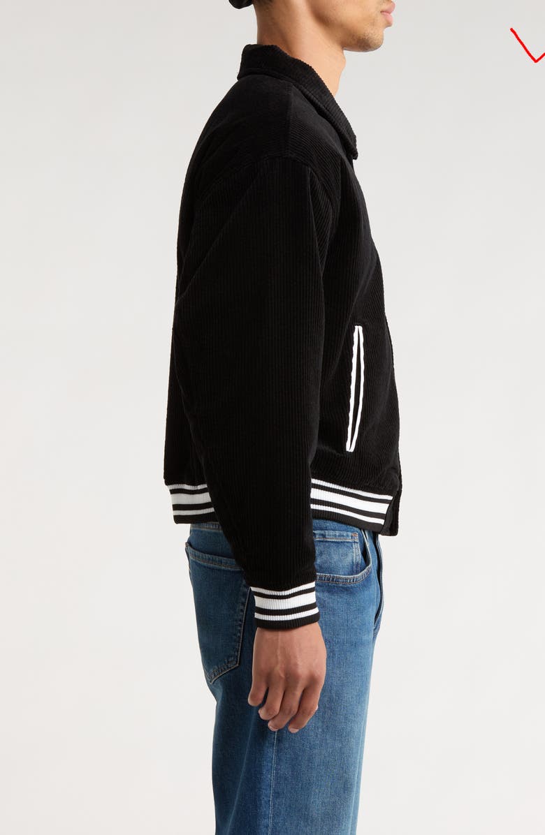 PacSun LA Corduroy Varsity Jacket, Alternate, color, Black