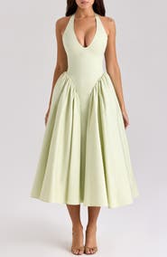 HOUSE OF CB Marilyn Gingham Halter Midi Sundress
