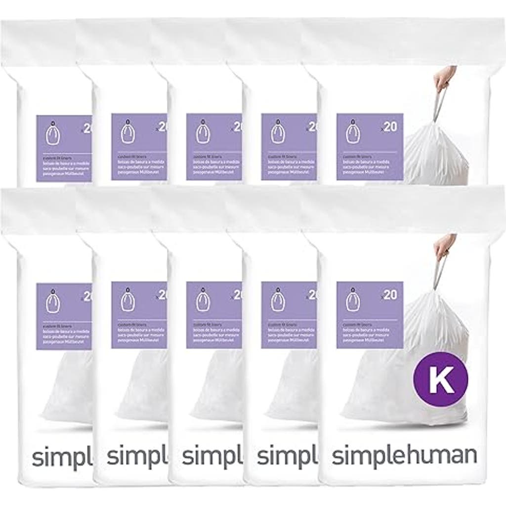 Simplehuman Code K Custom Fit Liners With Quick Dispense Packs In White
