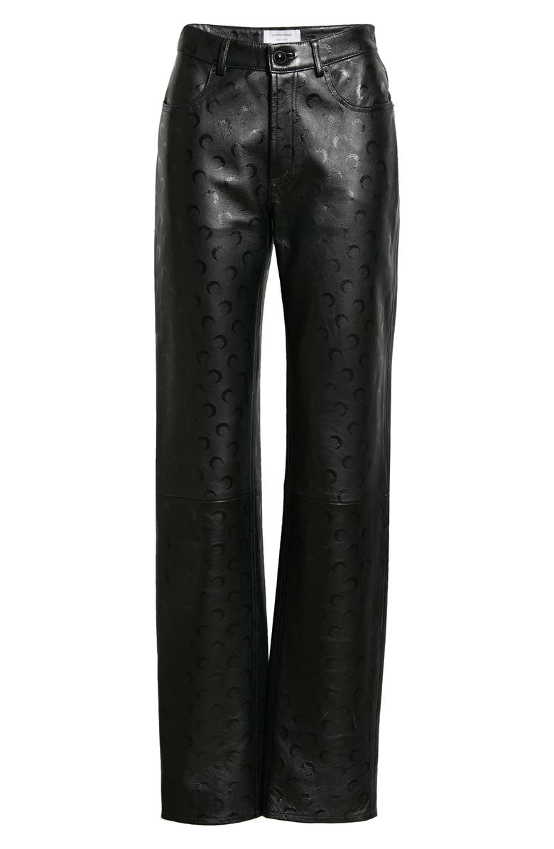 Marine Serre Moon High Waist Straight Leg Leather Pants, Alternate, color,