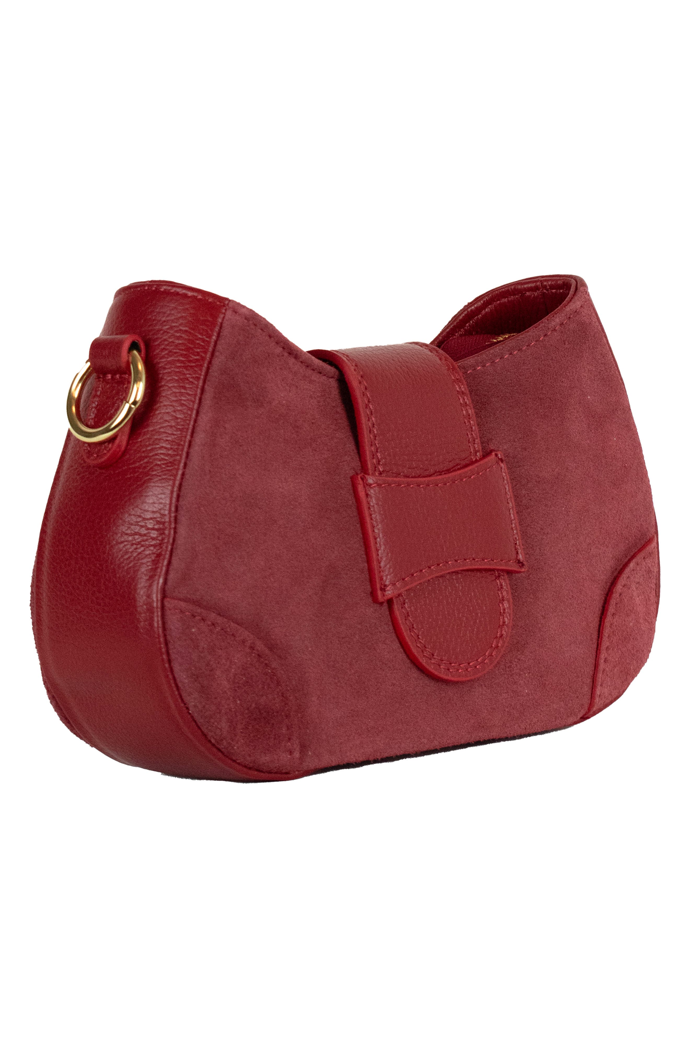 Thalia Suede Shoulder Bag, Alternate, color, DARK RED
