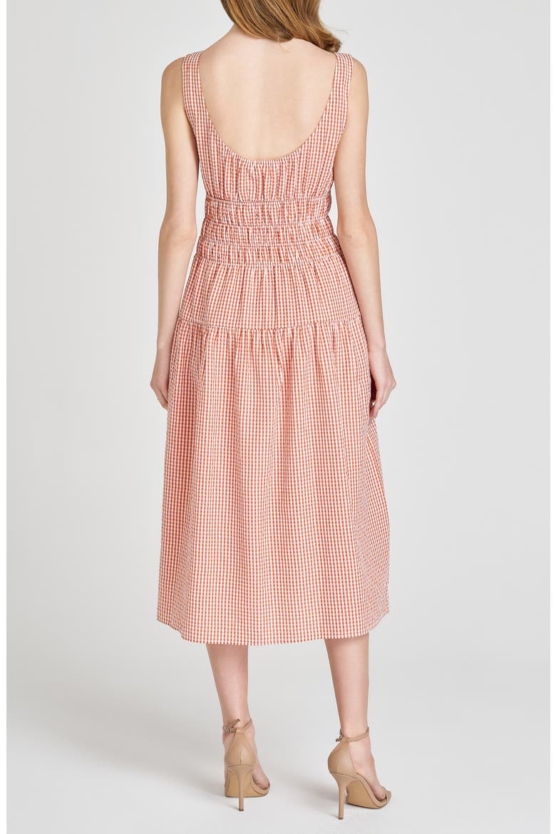 x Styled by COCO! Nina Smock Waist Seersucker Midi Dress, Alternate, color, CLAY SEERSUCKER