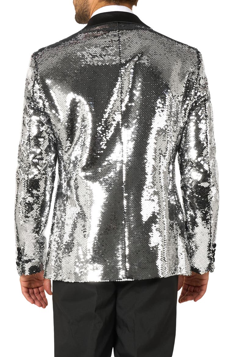 Shiny Silver Sequin Dinner Jacket, Alternate, color, SILVER