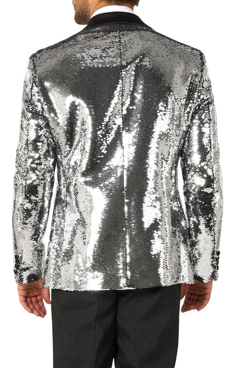OppoSuits Shiny Silver Sequin Dinner Jacket, Alternate, color, Silver