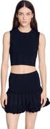 SANDRO Cropped ribbed knit top