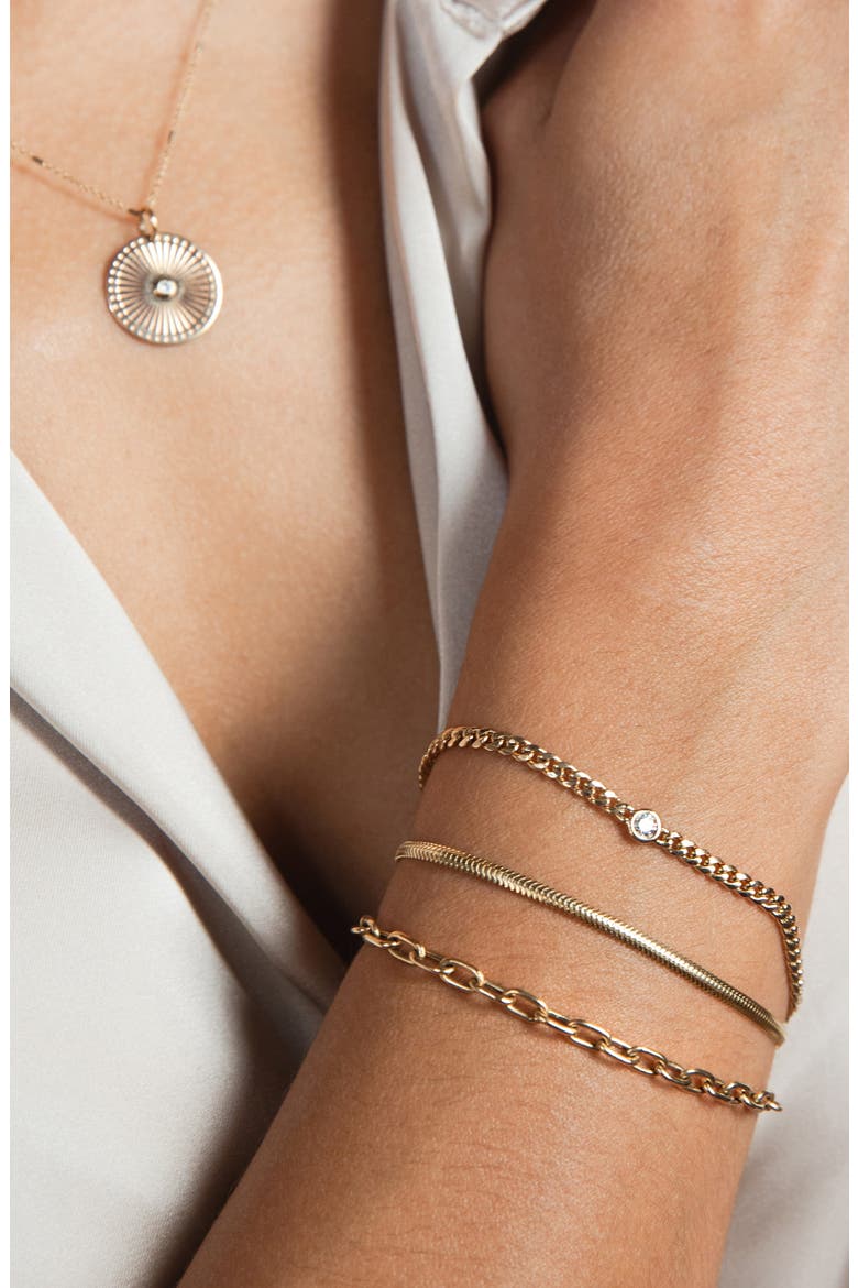 Small Curb Chain Floating Diamond Bracelet, Alternate, color, YELLOW GOLD
