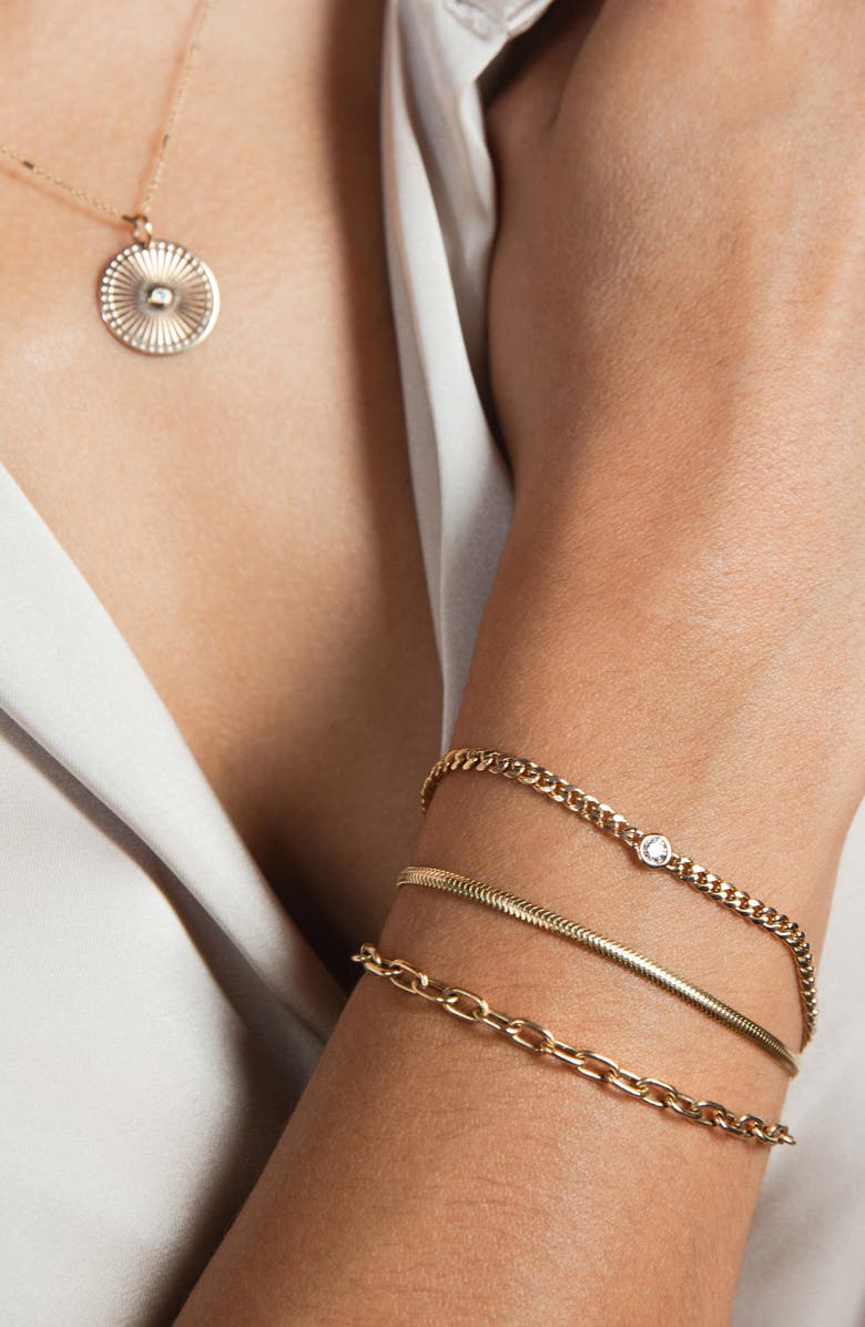 Zoë Chicco Small Curb Chain Floating Diamond Bracelet, Alternate, color, Yellow Gold