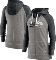 Nike Women's Nike Heathered Charcoal/Heathered Black Chicago White Sox Split Wordmark Gym Vintage Raglan Slub Full-Zip Hoodie