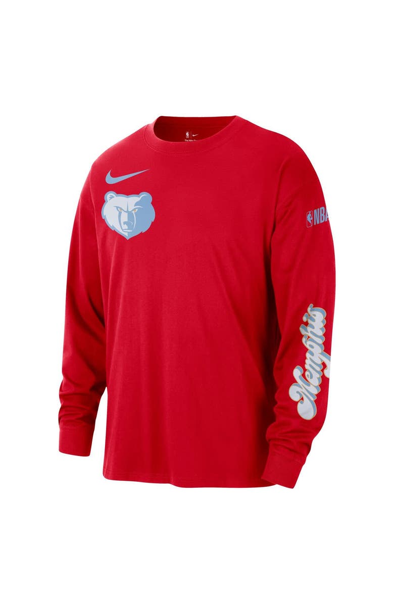 Nike Men's Nike Red Memphis Grizzlies 2024/25 City Edition Courtside Max90 Heavyweight Long Sleeve T-Shirt, Alternate, color, 