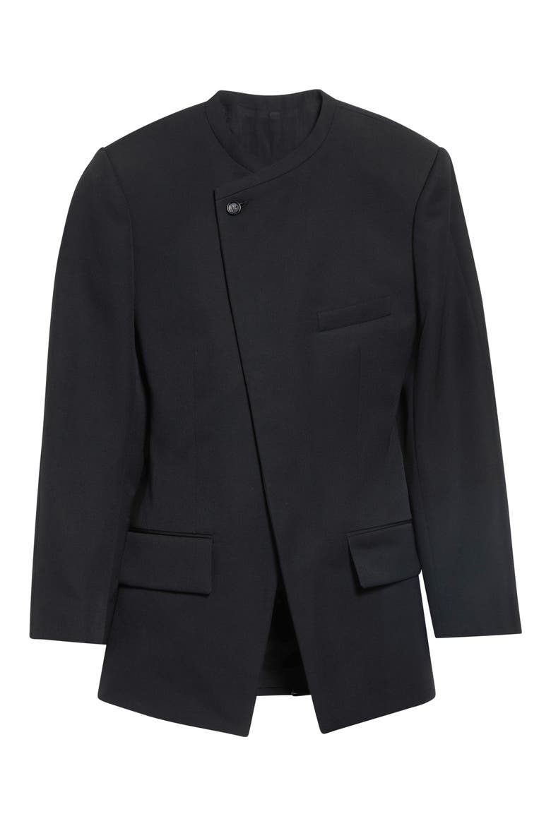 Collarless Wool Poudre Jacket, Main, color, 1010 DOUBLE BLACK